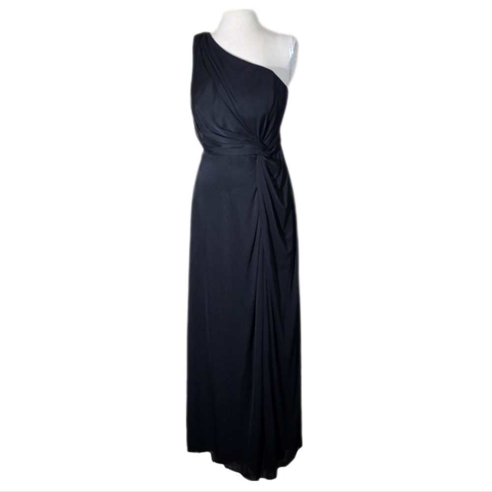 Azazi One Dress Vintage Shoulder Front Side Slit Formal Maxi Black Plus Size M - Picture 4 of 17
